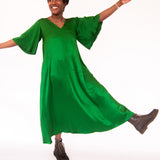 The Joan Dress in Emerald Satin - pre-order - House of Flint