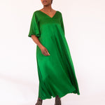 The Joan Dress in Emerald Satin - pre-order - House of Flint