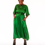 The Joan Dress in Emerald Satin - pre-order - House of Flint