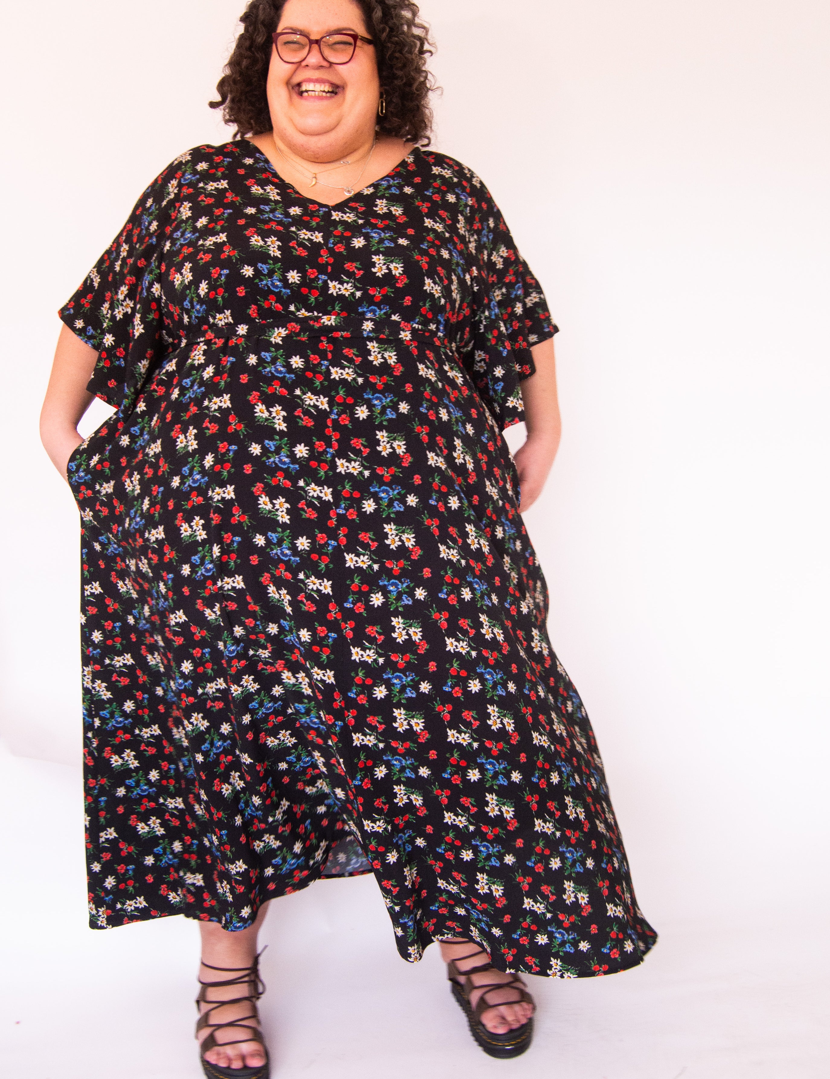 The Joan Dress in Midnight Flowers - House of Flint