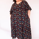 The Joan Dress in Midnight Flowers - House of Flint