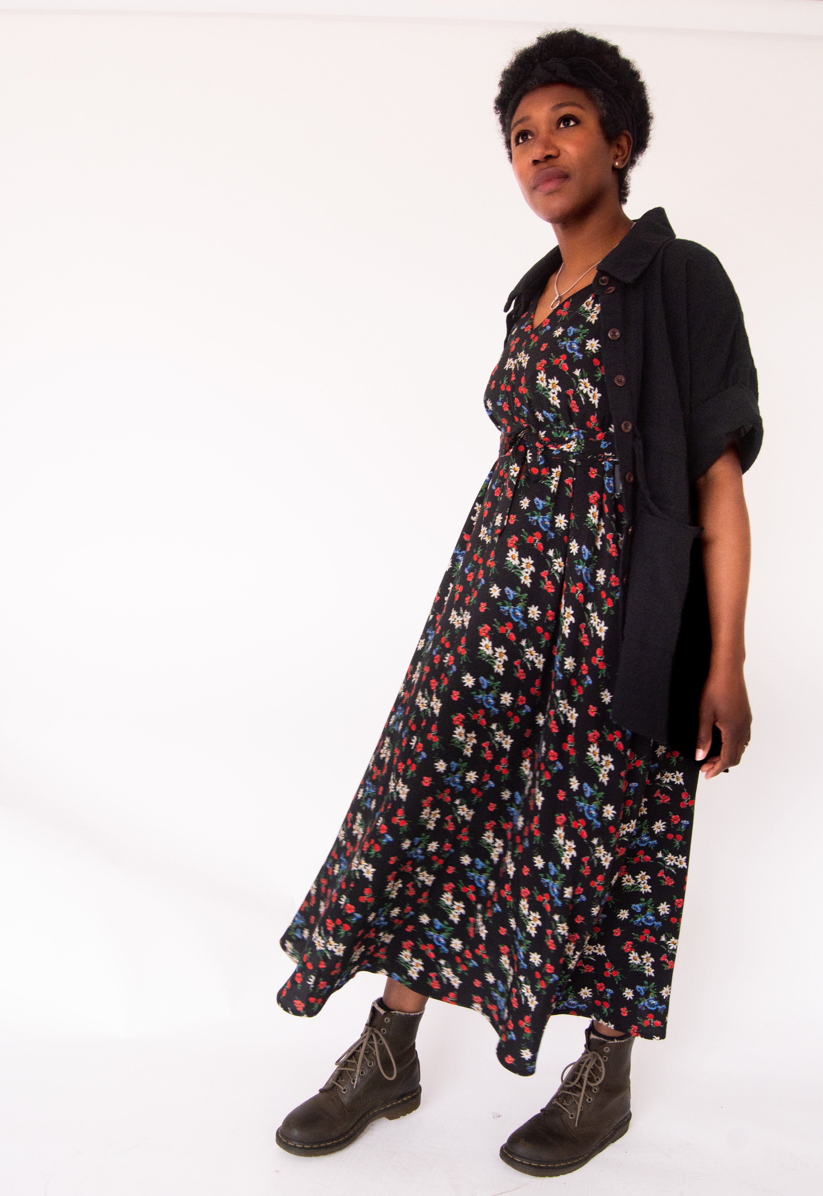 The Joan Dress in Midnight Flowers - House of Flint