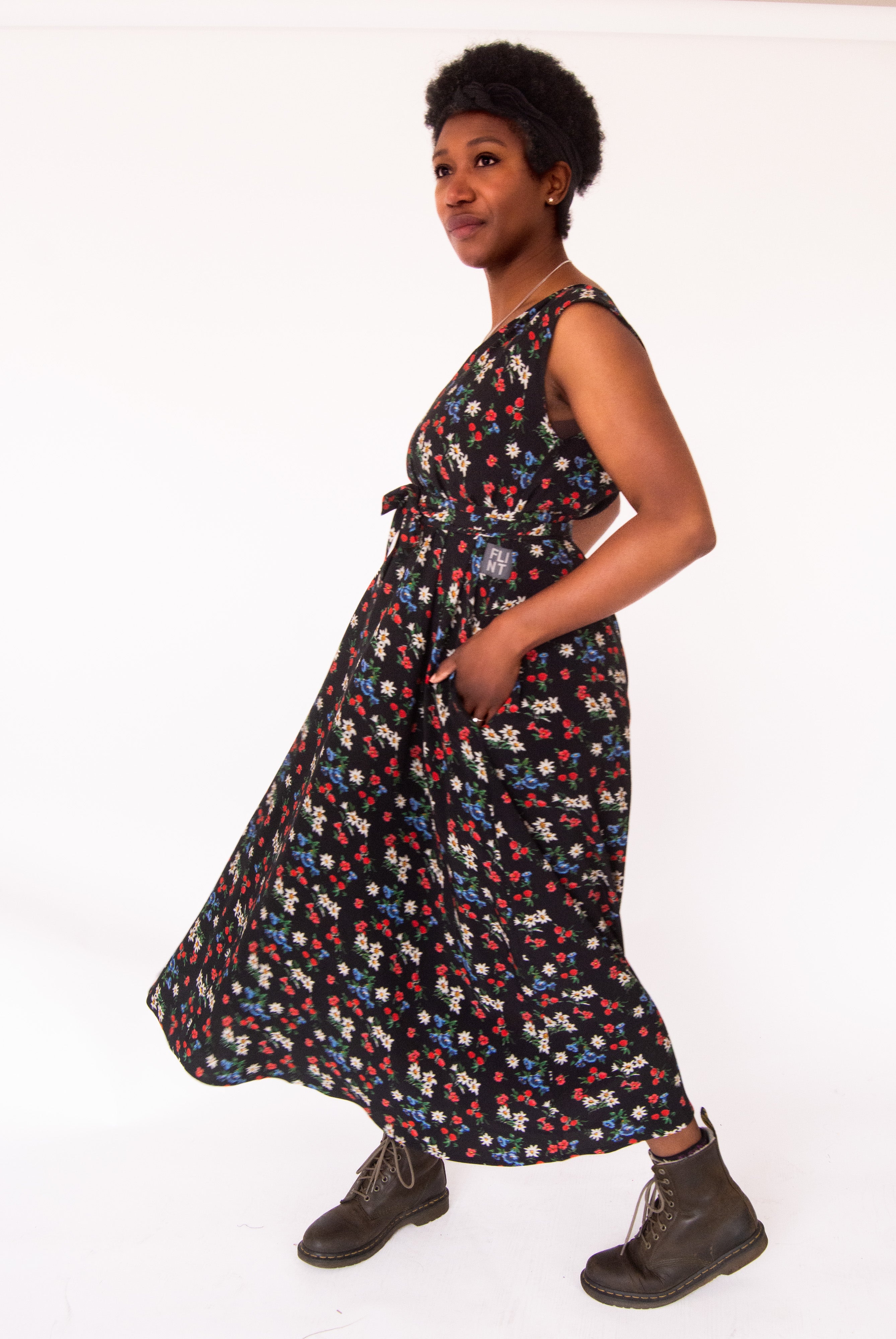 The Joan Dress in Midnight Flowers - House of Flint