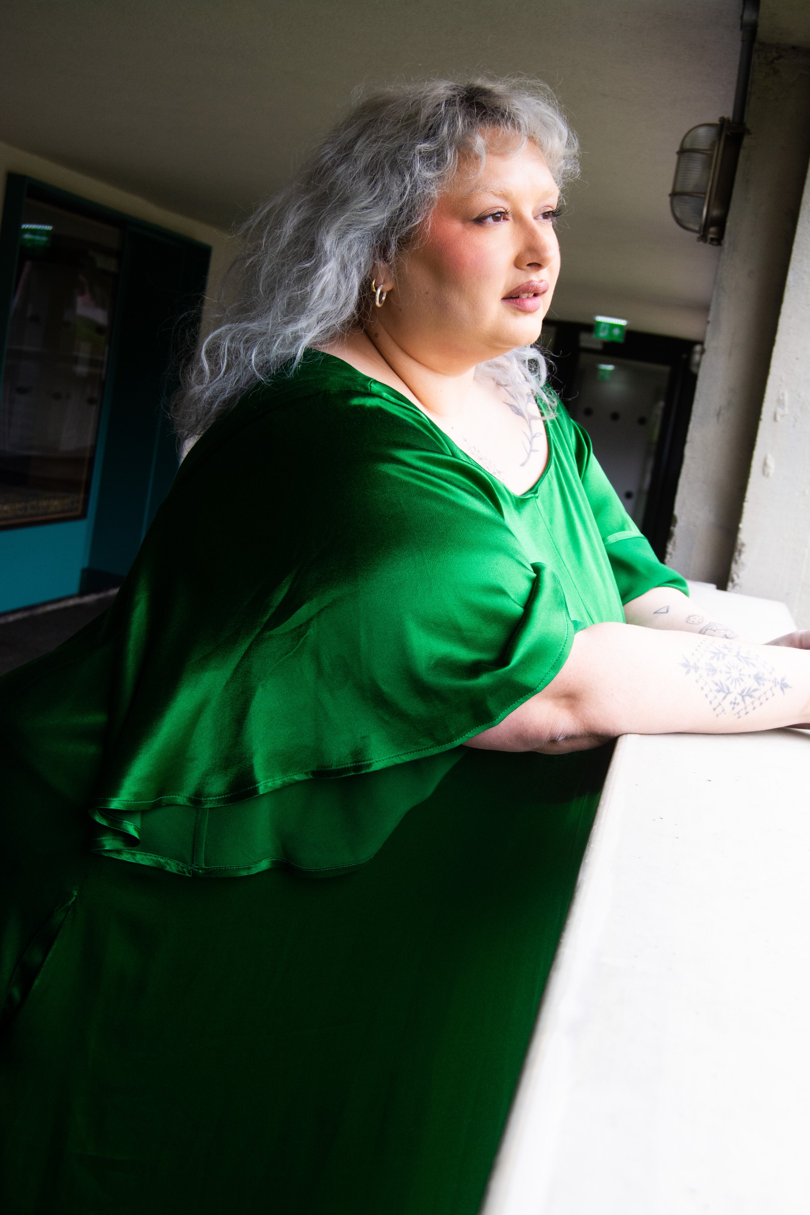 The Joan Dress in Emerald Satin - pre-order - House of Flint