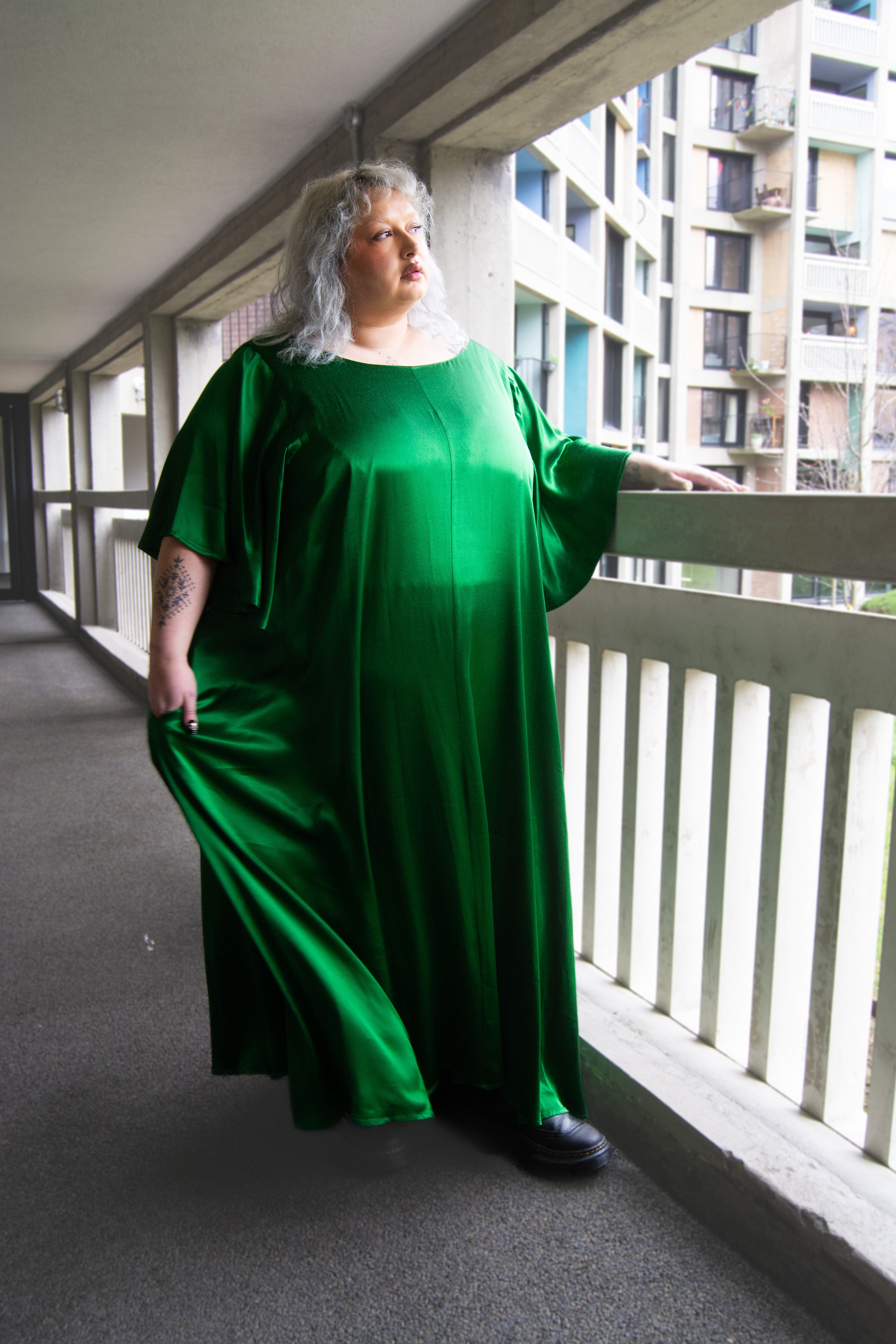 The Joan Dress in Emerald Satin - pre-order - House of Flint