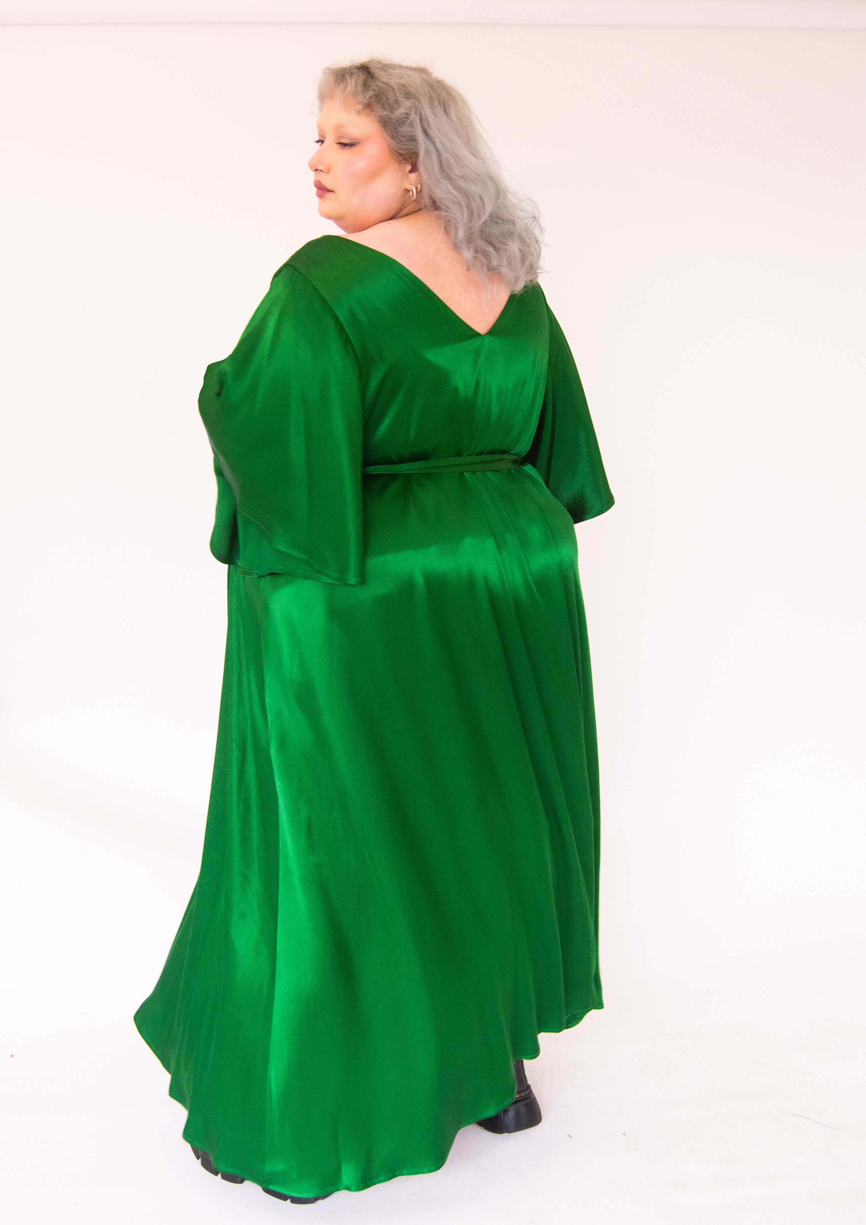 The Joan Dress in Emerald Satin - pre-order - House of Flint