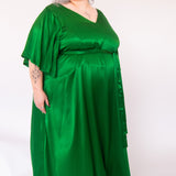The Joan Dress in Emerald Satin - pre-order - House of Flint