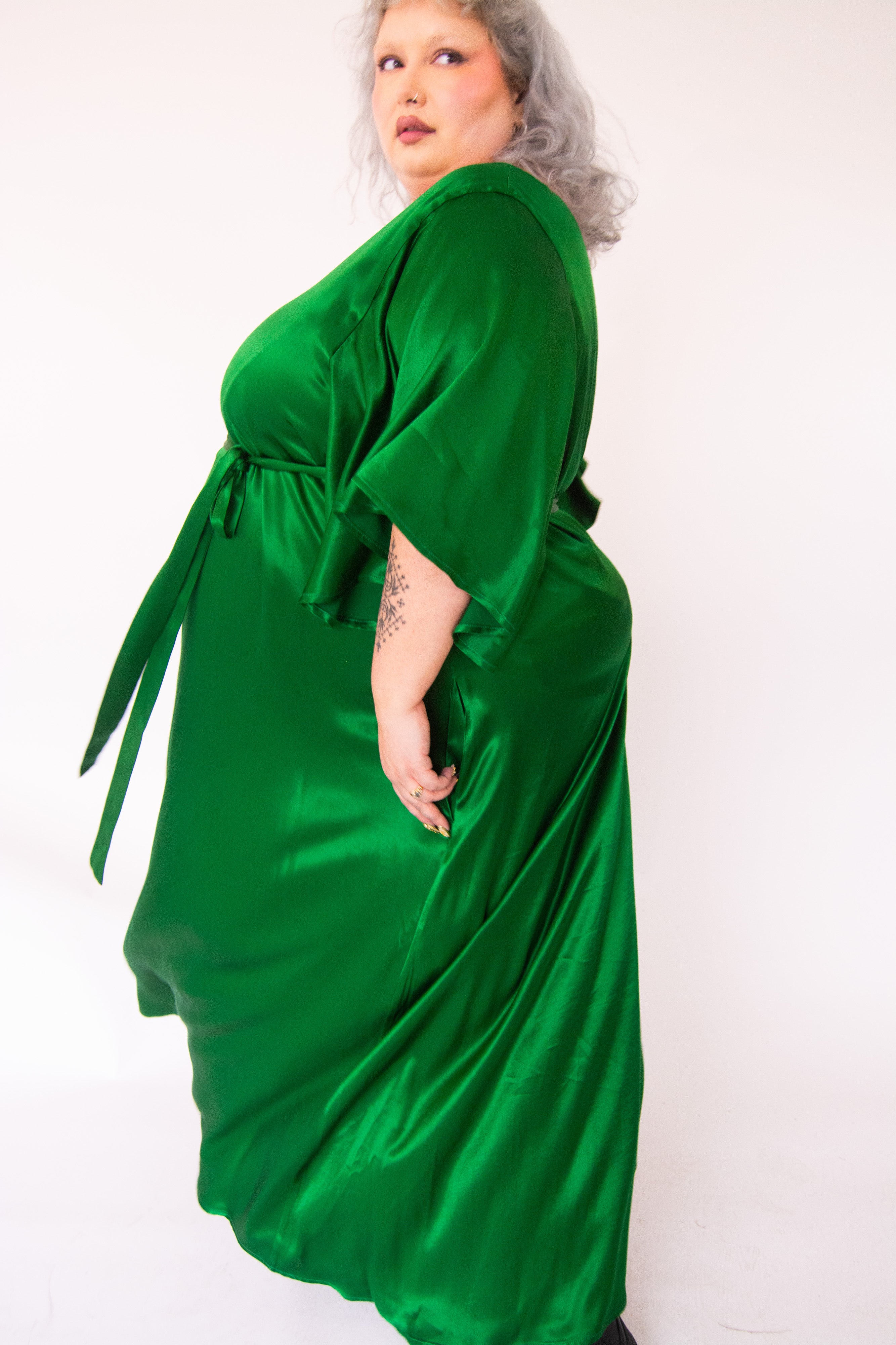 The Joan Dress in Emerald Satin - pre-order - House of Flint