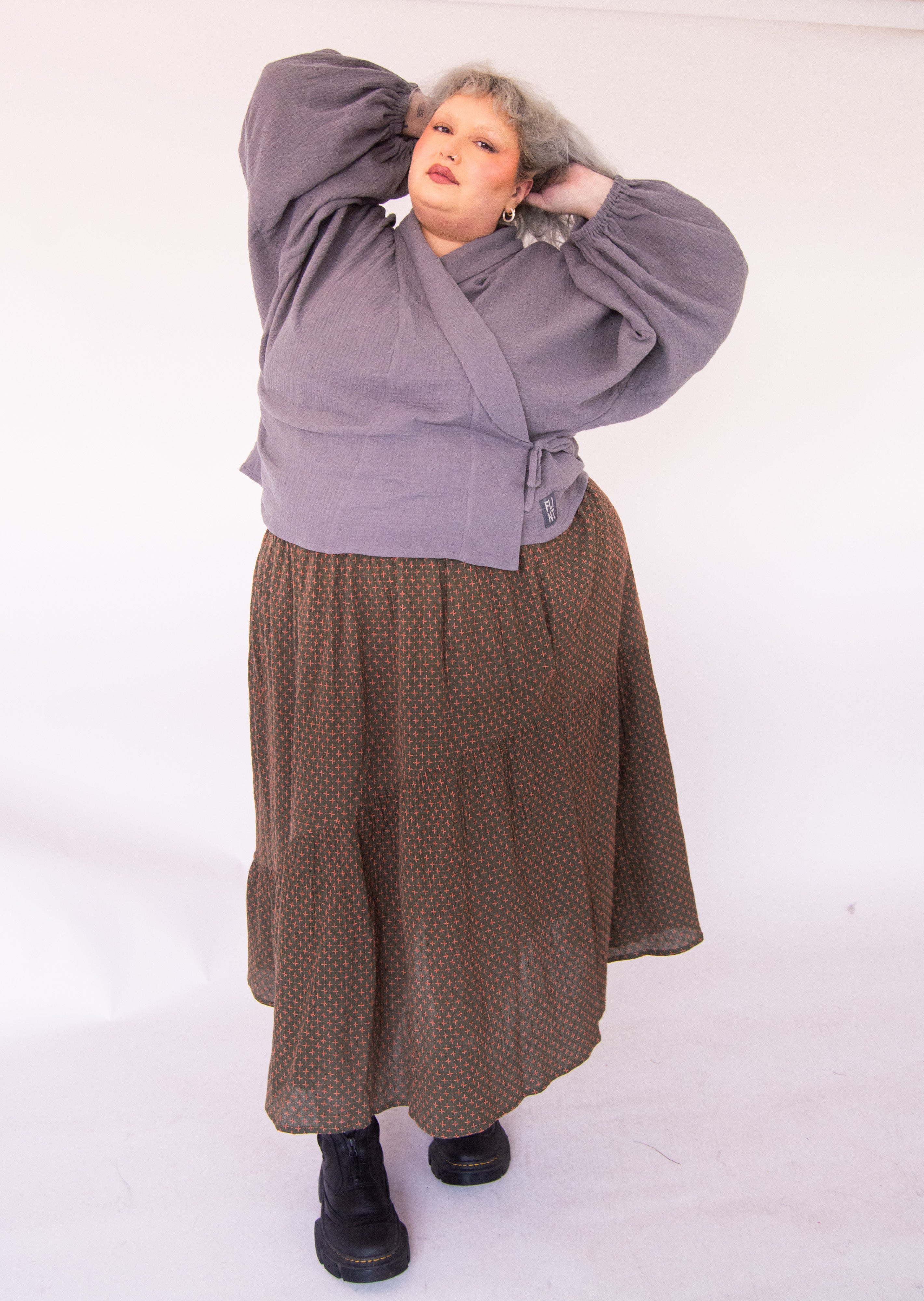 The Gathered Skirt in Pink Stitch Cotton - House of Flint