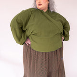 The Solstice Shirt in Olive green double gauze