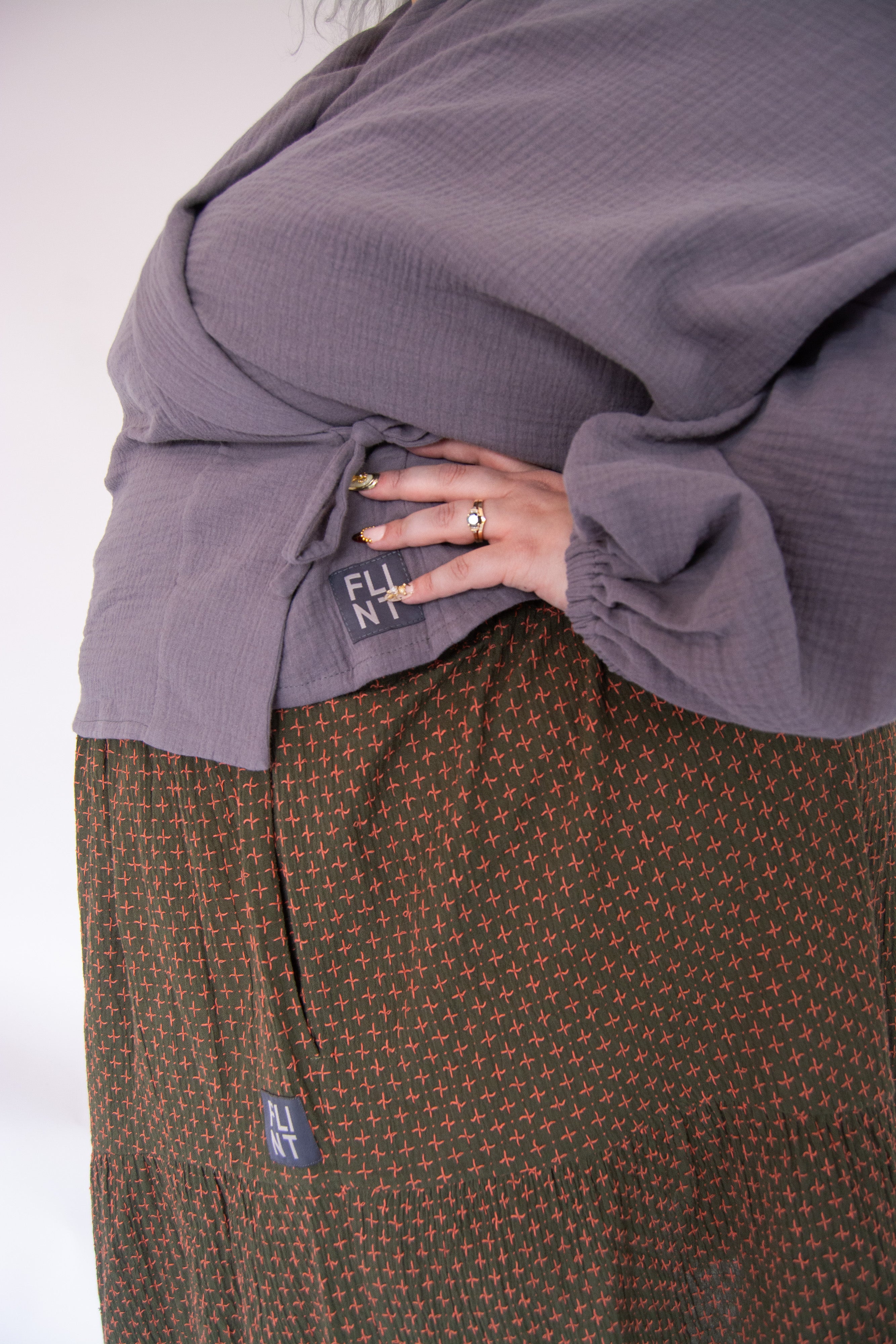 The Gathered Skirt in Pink Stitch Cotton - House of Flint