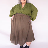 The Solstice Shirt in Olive green double gauze