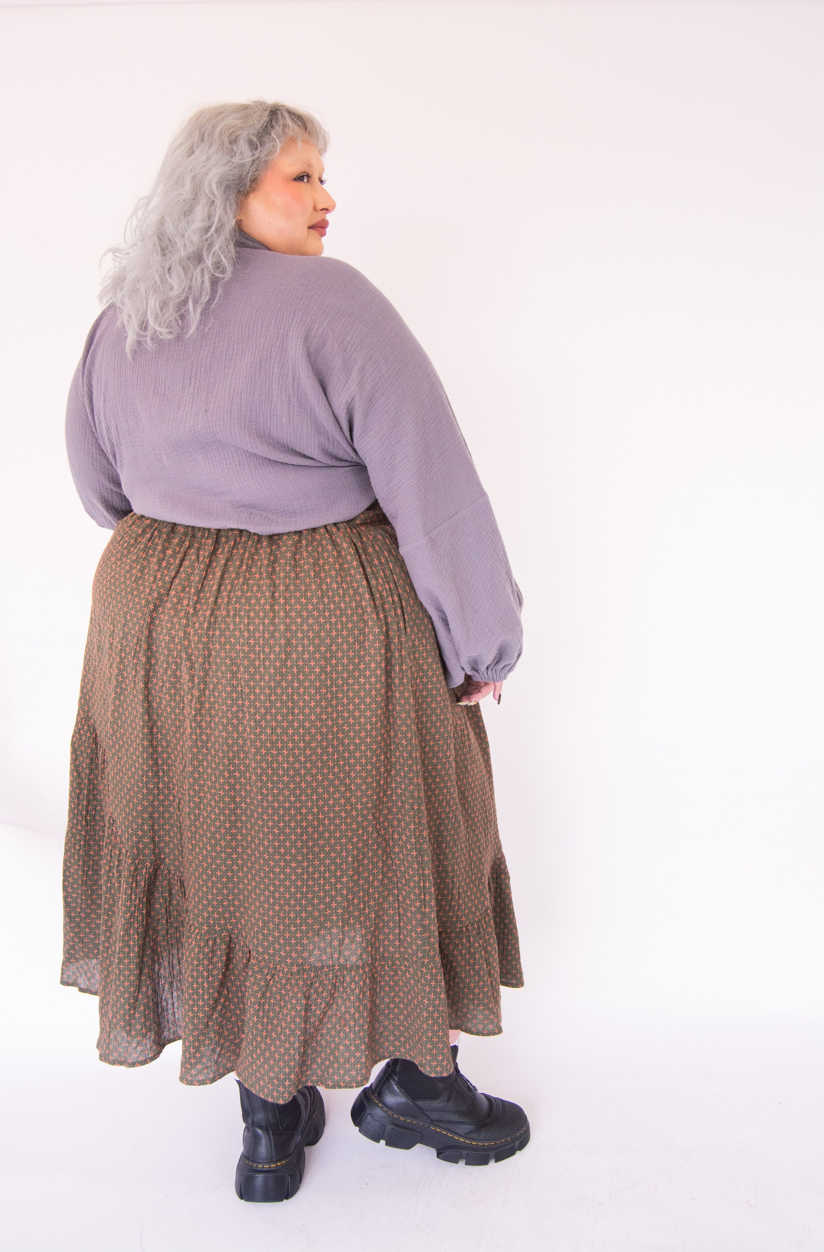 The Gathered Skirt in Pink Stitch Cotton - House of Flint
