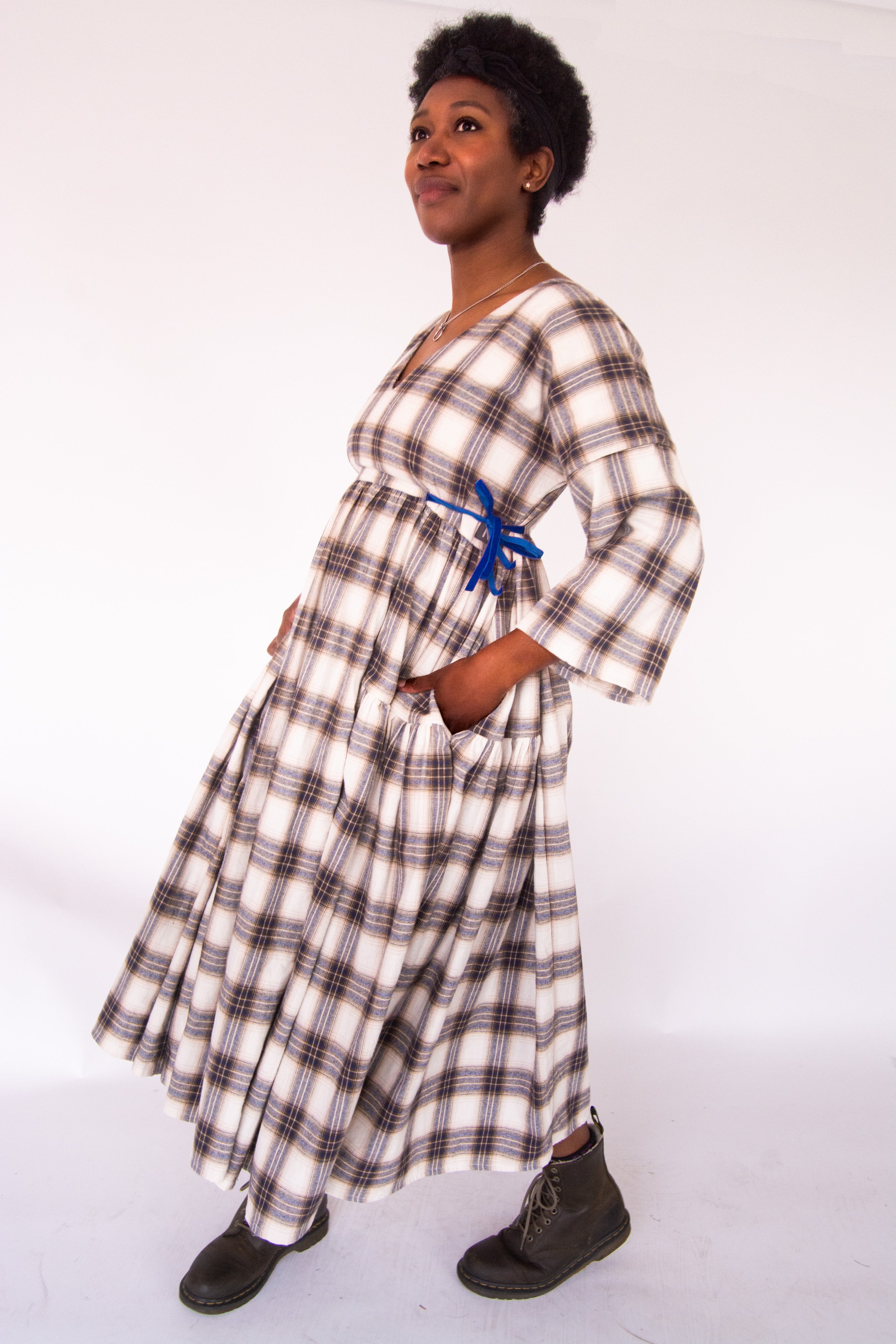 The Double Take Dress in Brushed Cotton Check - House of Flint