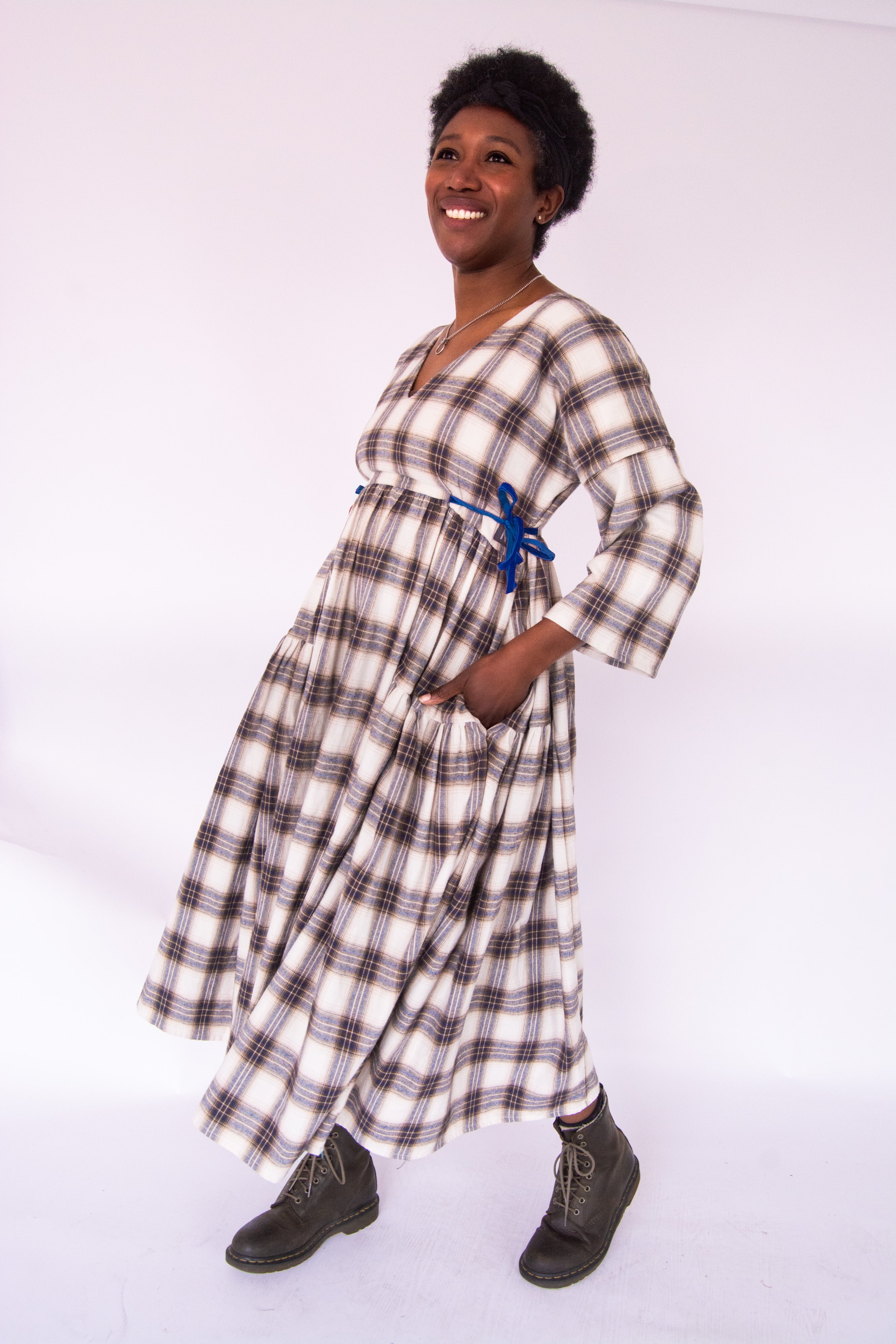 The Double Take Dress in Brushed Cotton Check - House of Flint