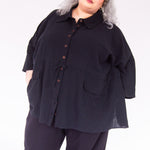 The Good Life Shirt in Black Cotton - ships early April - House of Flint