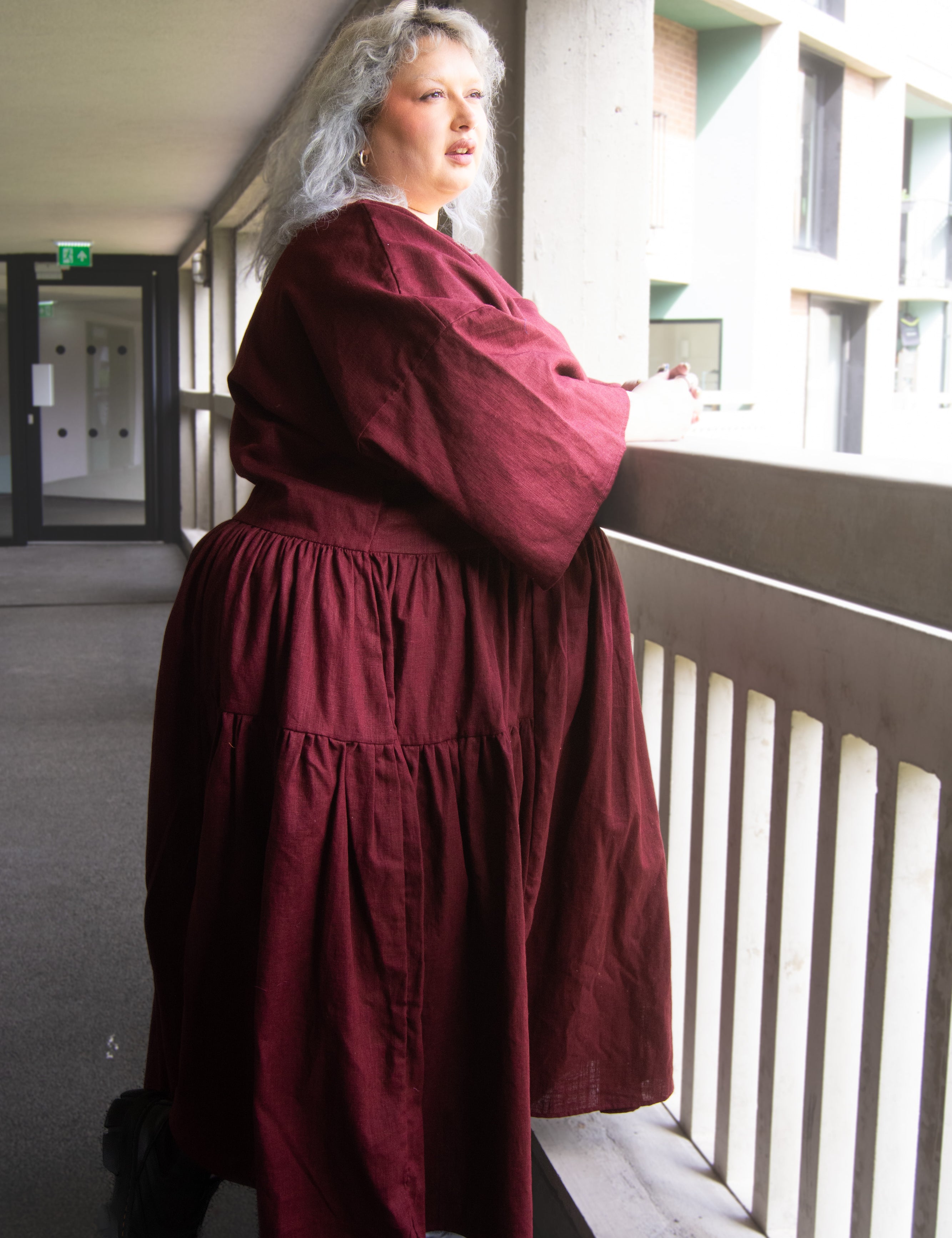 The Double Take Dress in Berry Linen - House of Flint