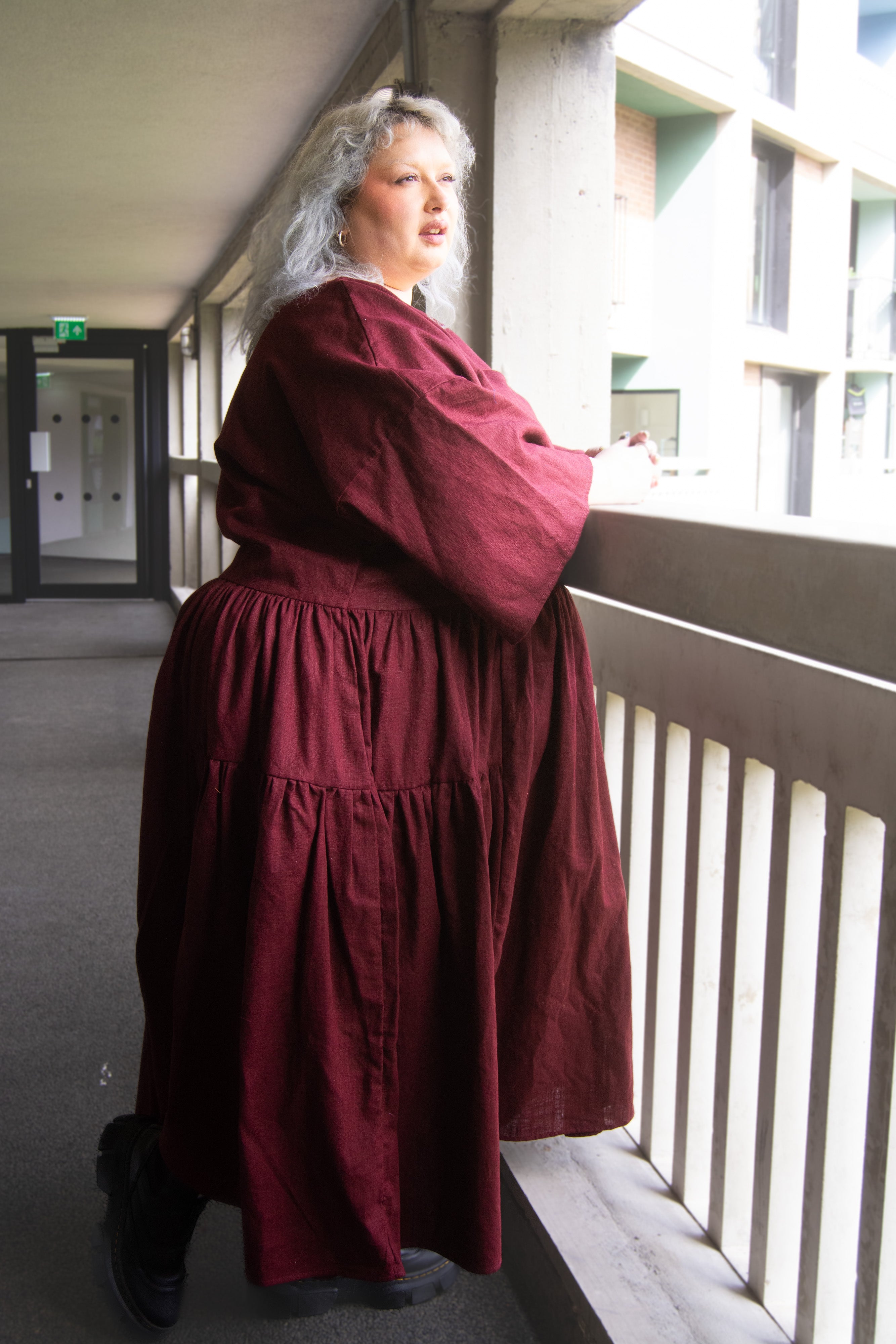 The Double Take Dress in Berry Linen - House of Flint