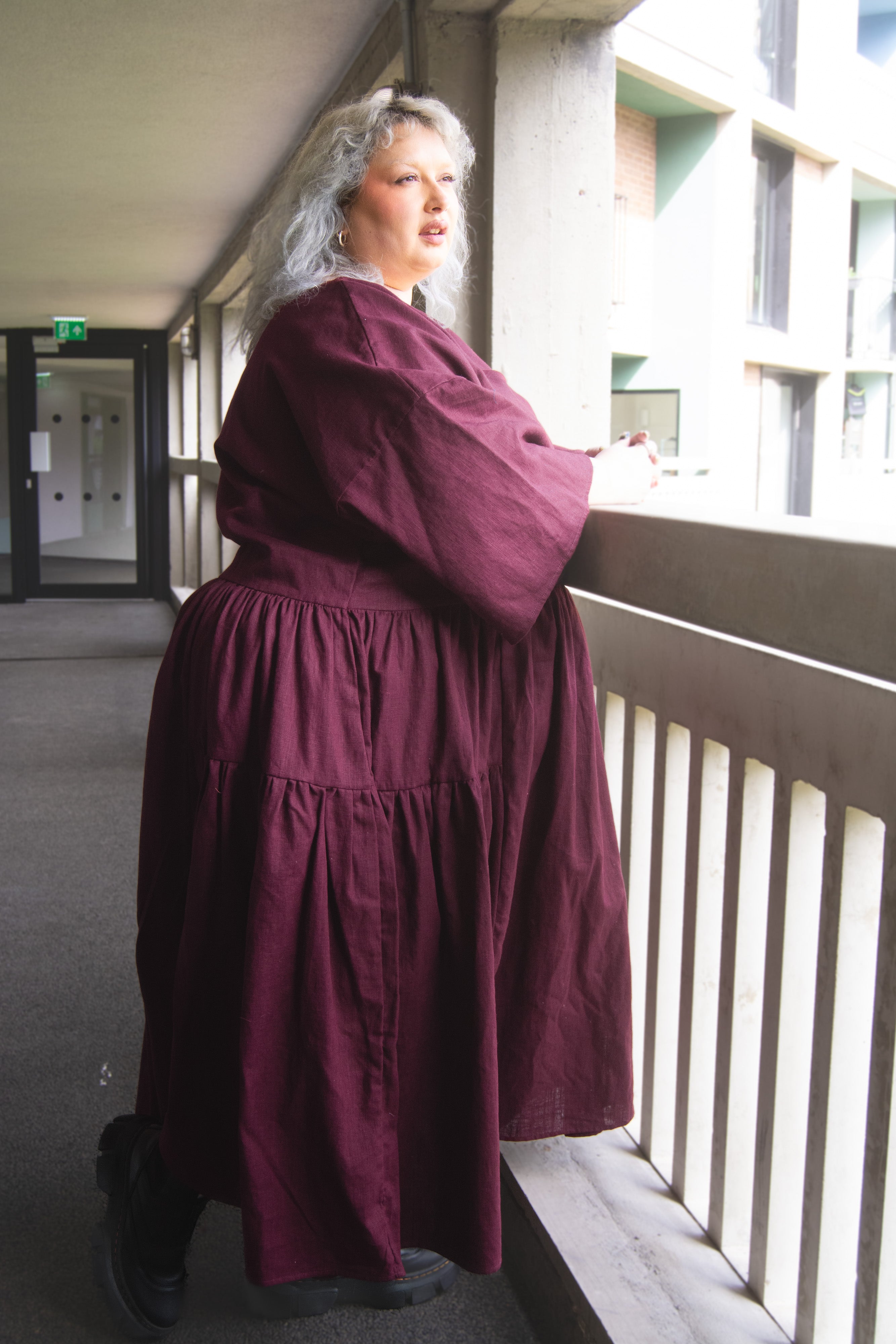 The Double Take Dress in Plum linen - House of Flint
