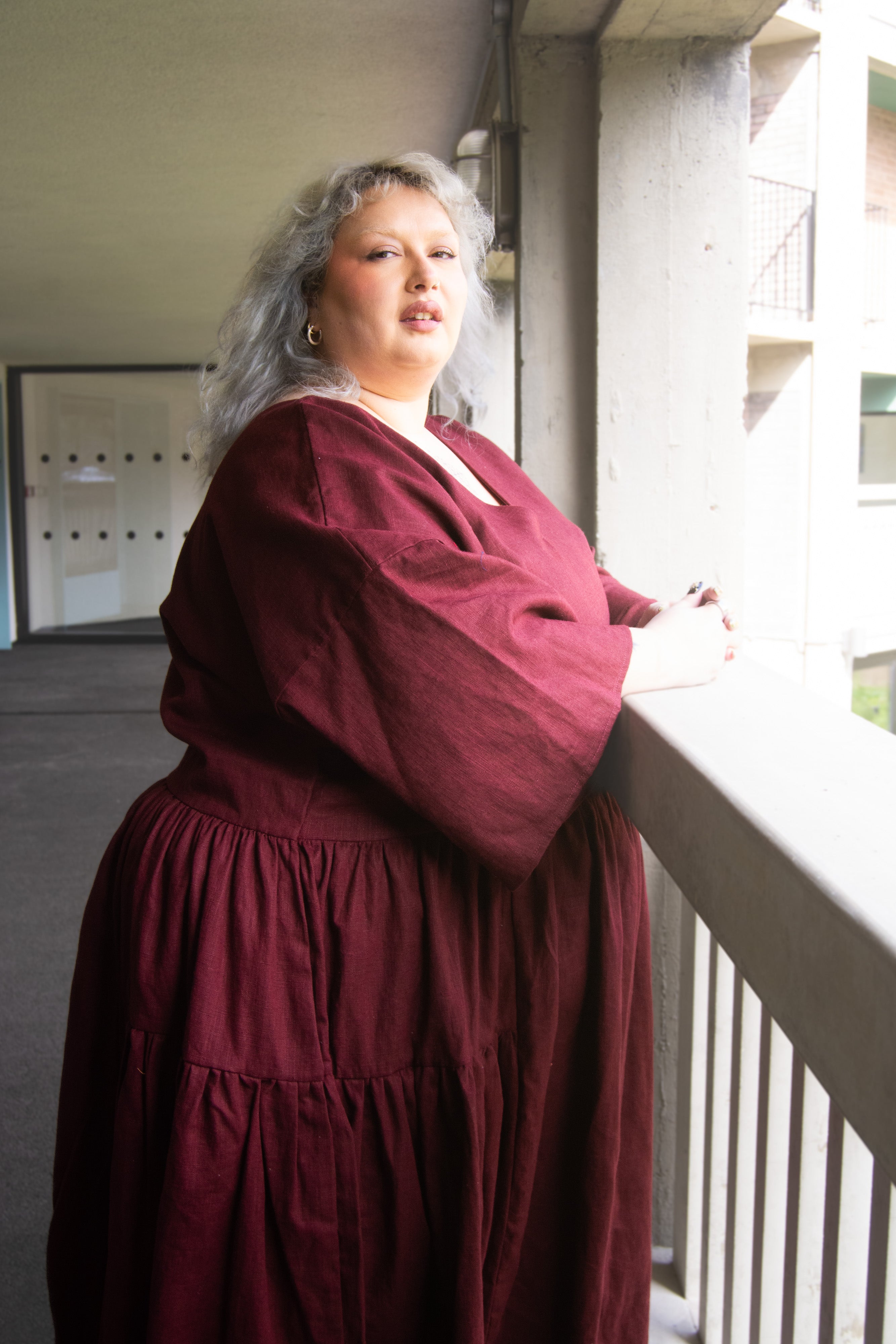 The Double Take Dress in Berry Linen - House of Flint