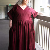 The Double Take Dress in Berry Linen - House of Flint
