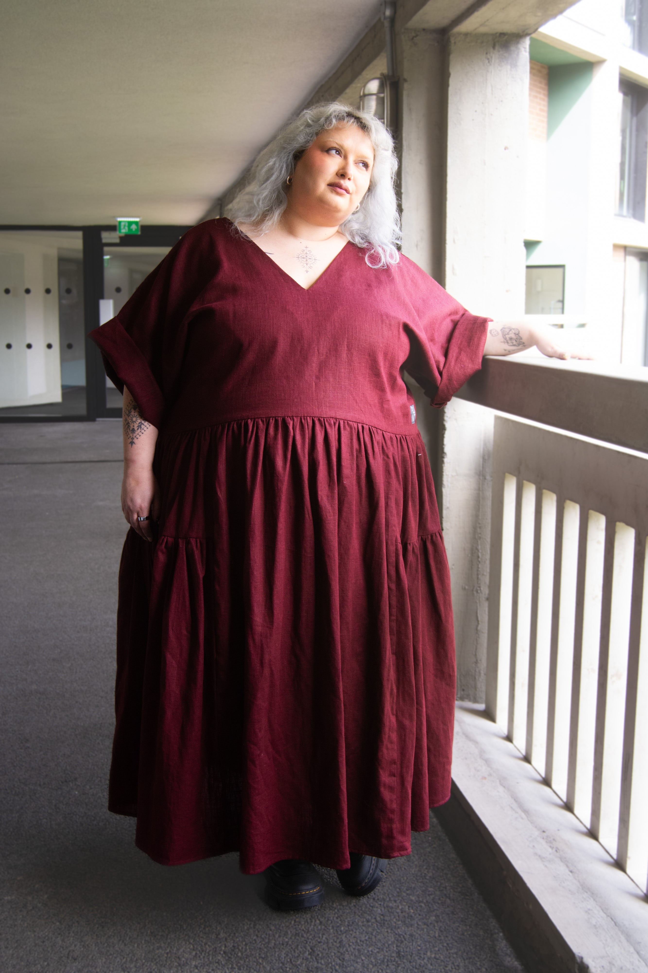 The Double Take Dress in Berry Linen - House of Flint