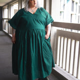 The Double Take Dress in Teal linen