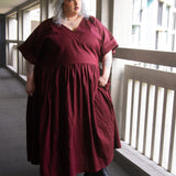 The Double Take Dress in Berry Linen - House of Flint