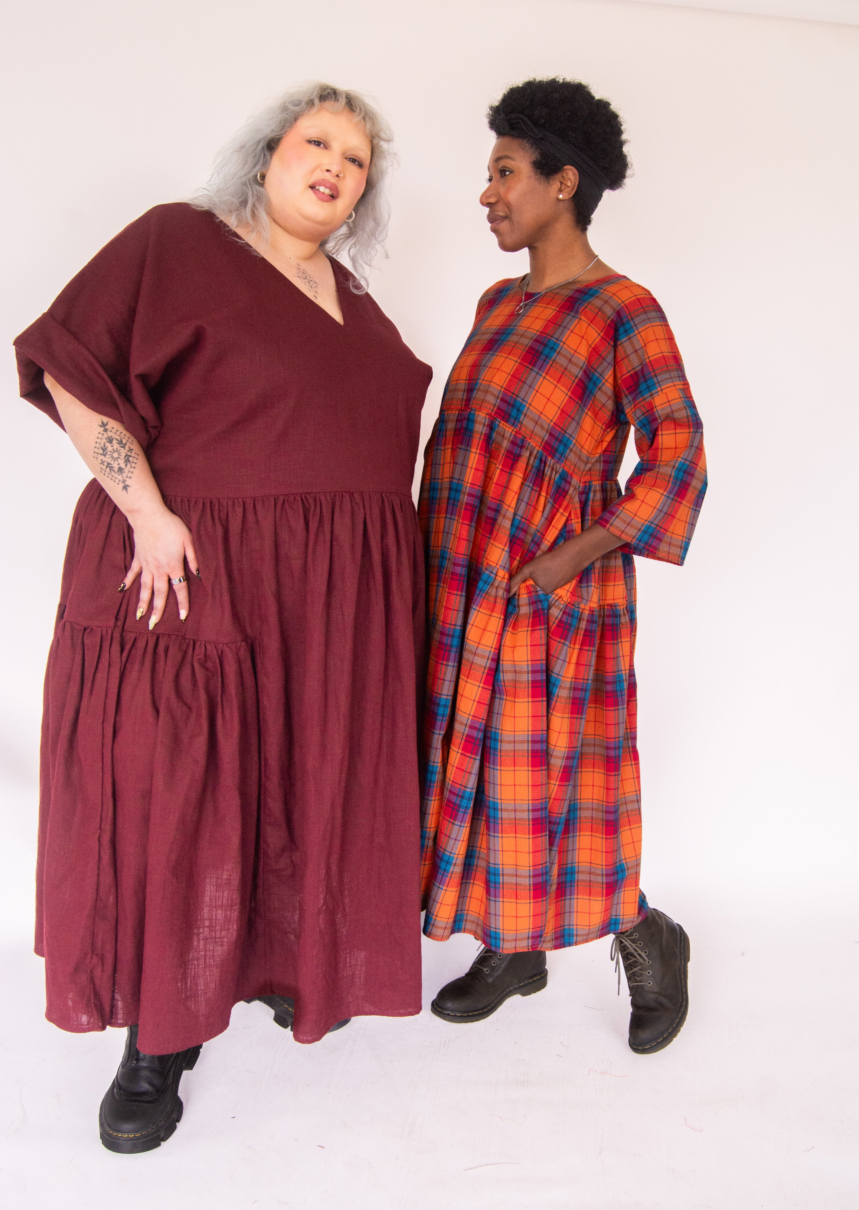 The Double Take Dress in Brushed Cotton Check - House of Flint