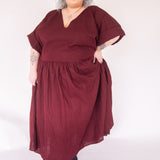 The Double Take Dress in Berry Linen - House of Flint