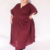 The Double Take Dress in Berry Linen - House of Flint