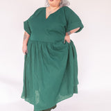The Double Take Dress in Teal linen