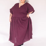 The Double Take Dress in Plum linen - House of Flint