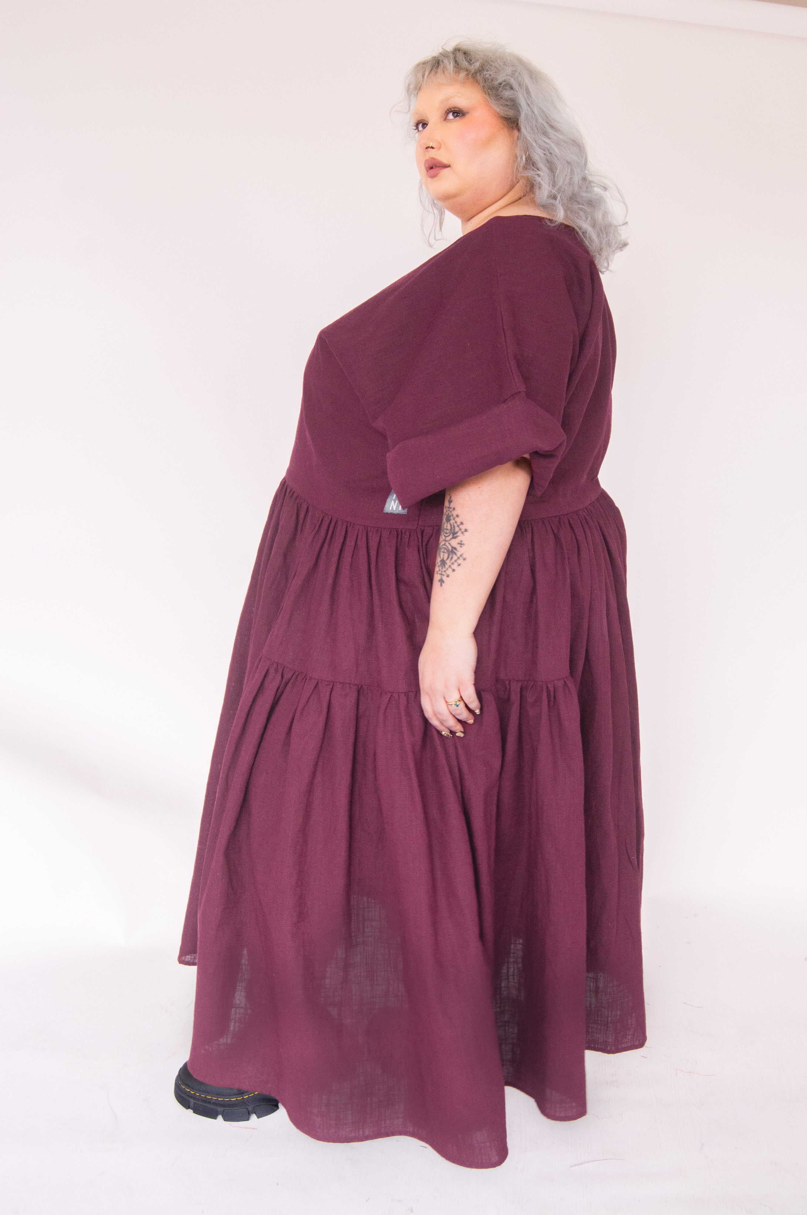 The Double Take Dress in Plum linen - House of Flint