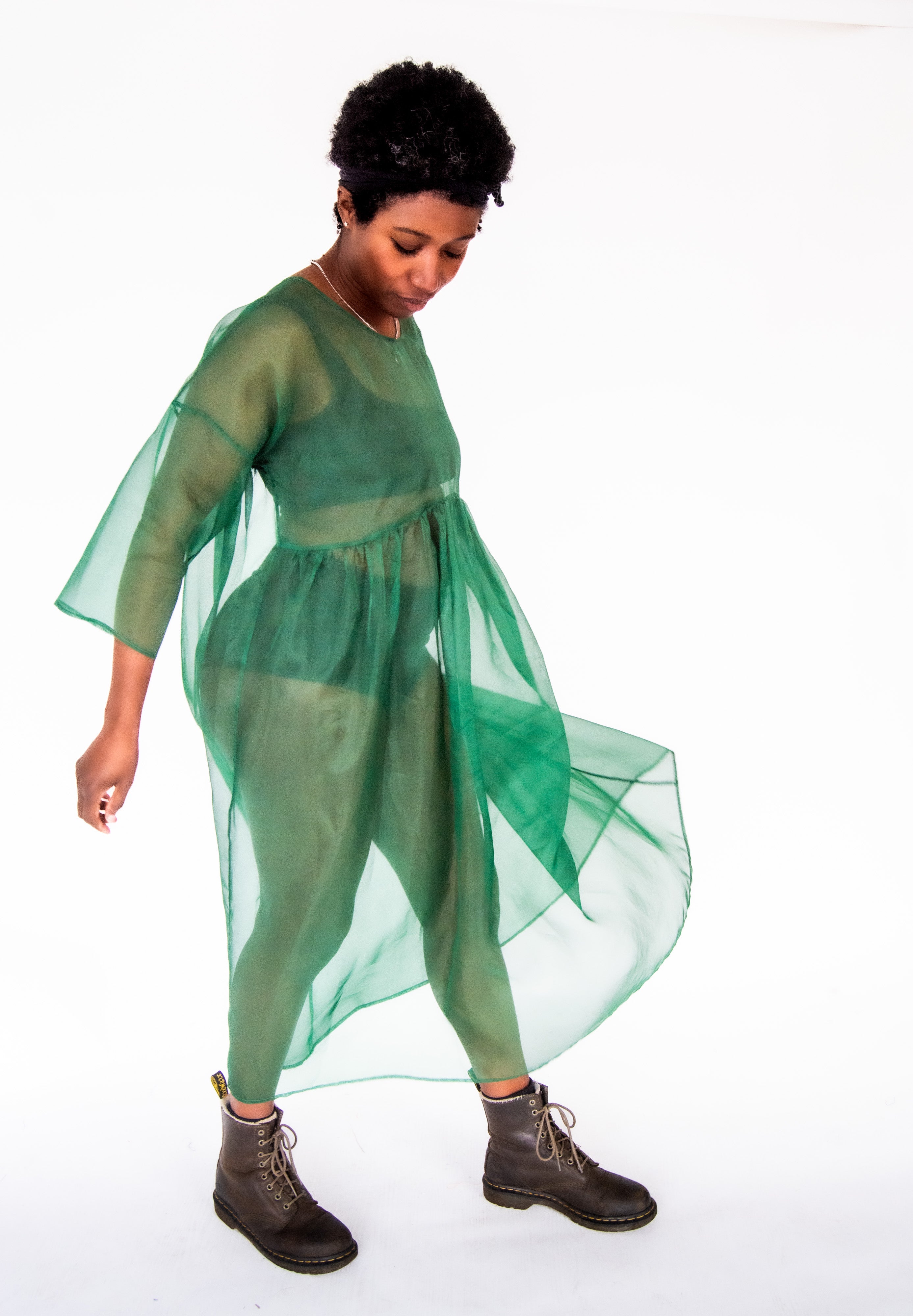 The Everything Dress in Forest Green Silk Organza - House of Flint