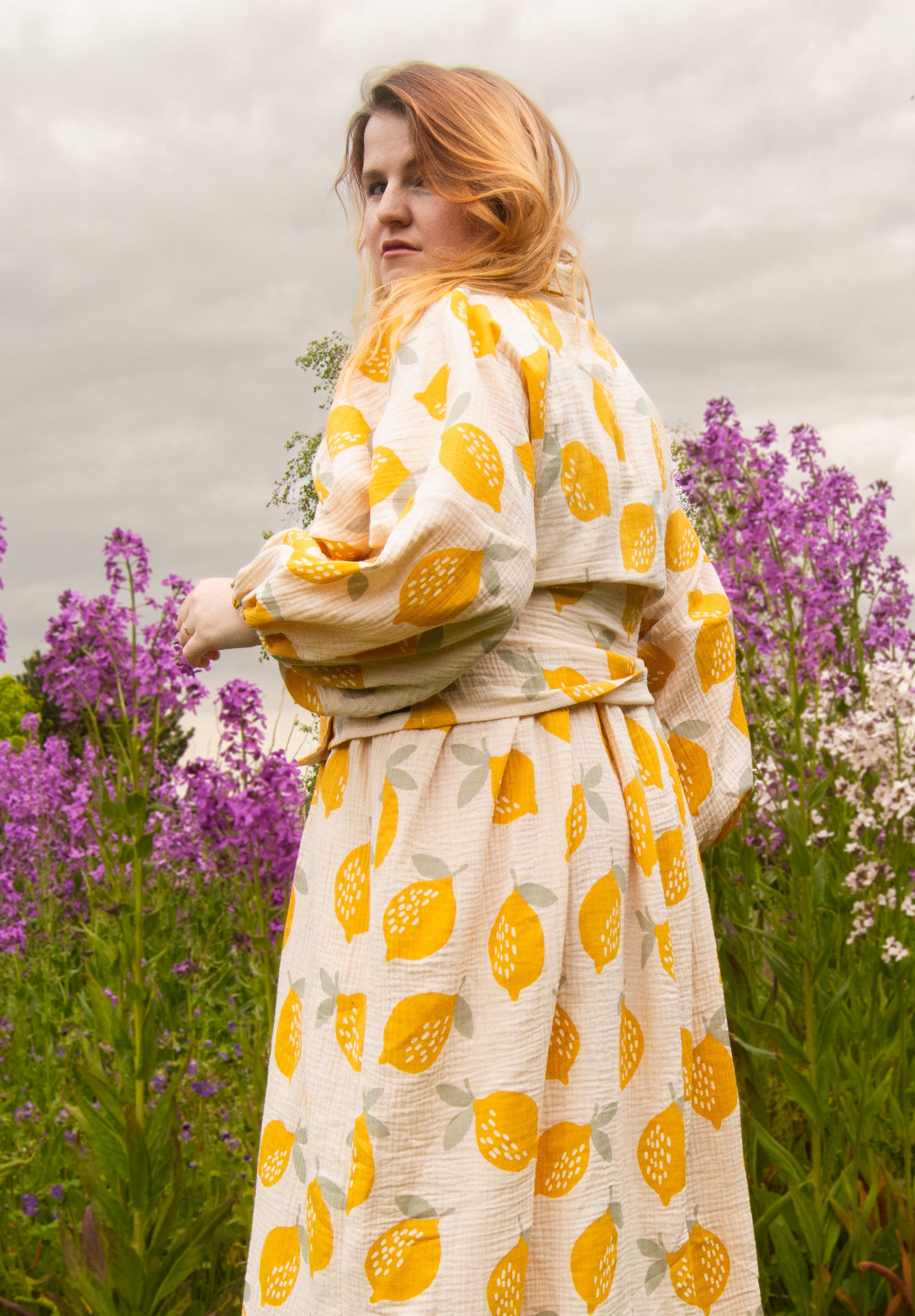 The Solstice Shirt in Lemons print double gauze - House of Flint
