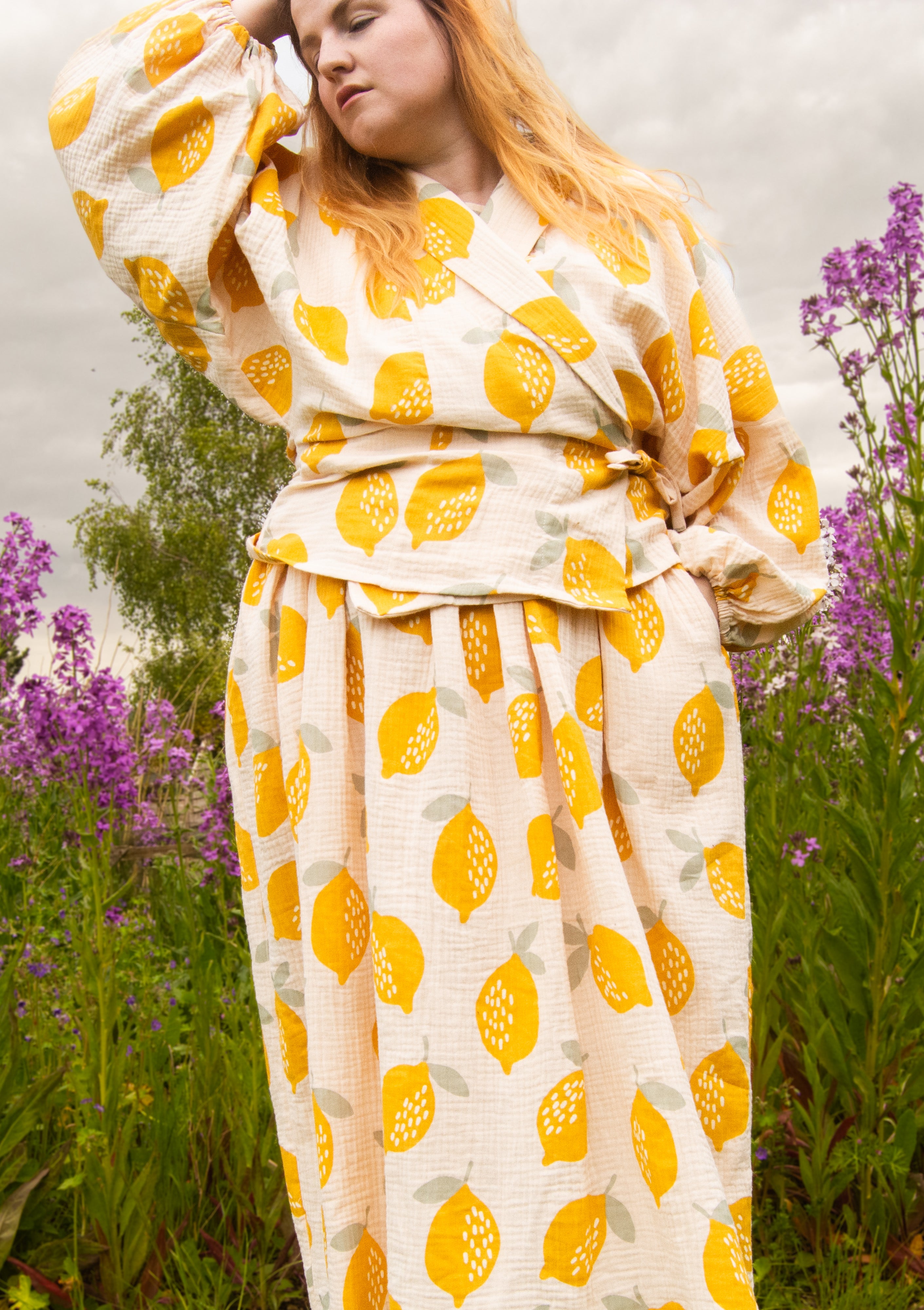 The Solstice Shirt in Lemons print double gauze - House of Flint