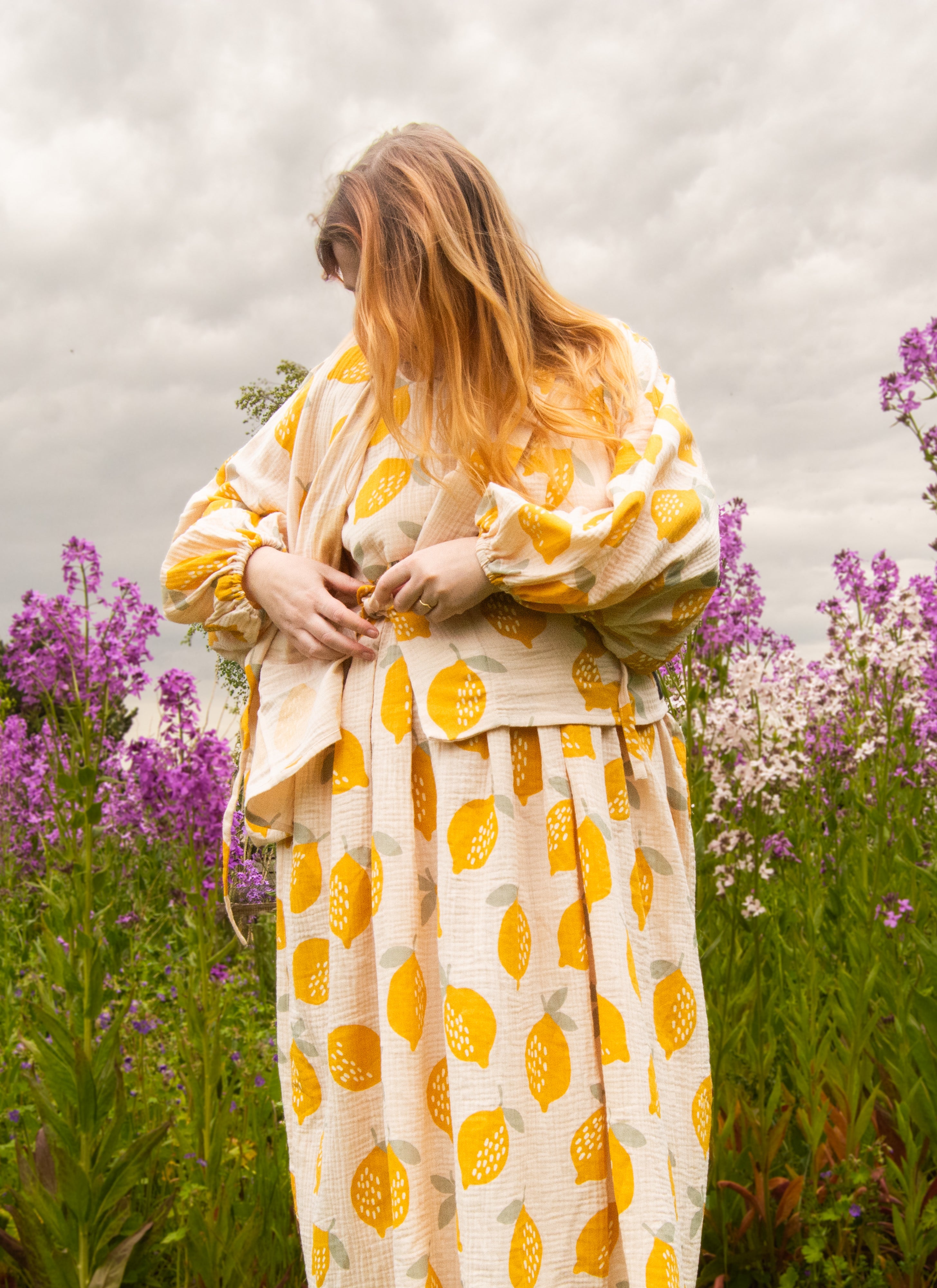 The Solstice Shirt in Lemons print double gauze - House of Flint