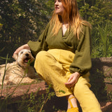 The Solstice Shirt in Olive green double gauze