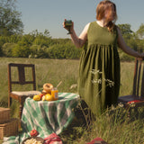 The Garden Dress - Olive green double gauze