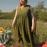 The Garden Dress - Olive green double gauze