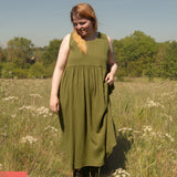 The Garden Dress - Olive green double gauze