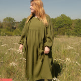 The Garden Dress - Olive green double gauze