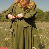 The Solstice Shirt in Olive green double gauze