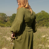 The Solstice Shirt in Olive green double gauze
