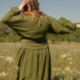 The Solstice Shirt in Olive green double gauze