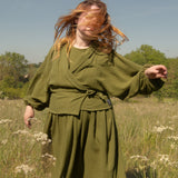 The Solstice Shirt in Olive green double gauze