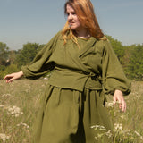 The Solstice Shirt in Olive green double gauze