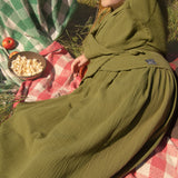 The Solstice Shirt in Olive green double gauze