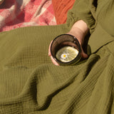 The Garden Dress - Olive green double gauze